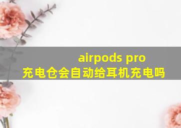 airpods pro充电仓会自动给耳机充电吗